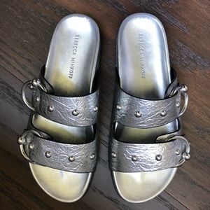 Rebecca Minkoff Silver Buckle Slides
